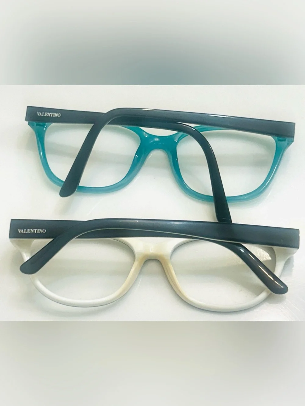 Valentino w/ studs two-Pair Eyeglasses Frame ONLY in Teal and Black/cream